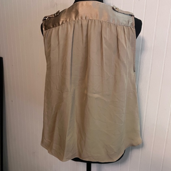 Malen Birger camel/tan ruffled sleeveless silk top - Picture 2 of 4